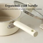 Redchef Ceramic Nonstick Saucepan with Lid, 1.5QT Small Cooking Pot, Non Toxic Sauce Pans for Kitchen, Cool Handle PFAS Free Compatible with All Cooktops, White - Image 6