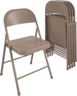 COSCO SmartFold All-Steel Folding Chair, 4-Pack, Antique Linen - Image 2