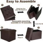 Storage Ottoman Foot Rest Stool, Foldable Leather Footstool Storage Bench with Thicker Foam Padded Seat. Foot Rest Under Desk for Living Room Bedroom 350 lbs, 17x13x13 in, Brown - Image 8