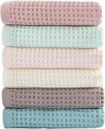6 Pack Waffle Weave Dish Cloths, 13x13 Inch 100% Cotton Kitchen Towels for Washing Dishes - Super Absorbent, Quick Drying Dish Rags (Mixed Colors) - Image 2