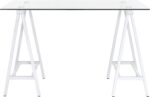 OSP Home Furnishings Middleton 47 Inch Desk with Clear Beveled Glass Top, White Base - Image 7