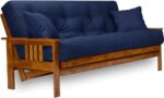 Nirvana Futons Stanford Futon Set - Queen Size Futon Frame with Mattress Included (8 Inch Thick Mattress, Twill Navy Blue Color), Heavy Duty Wood, Popular Sofa Bed Choice - Image 2