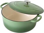 Enameled Cast Iron Dutch Oven Pot With Lid, 5.5 Quart, for Bread Baking, Cooking, Pistachio Green - Image 5