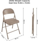 COSCO SmartFold All-Steel Folding Chair, 4-Pack, Antique Linen - Image 4