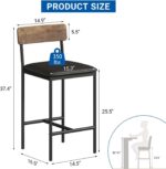 GarveeHome Bar Stools Set of 4, Upholstered Counter Height Bar Stools with Backrest and Footrest, Kitchen Barstools for Island, Counter Bar, Easy Assembly, Rustic Brown - Image 3