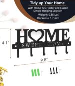 WIPHANY Key Holder Hooks Organizer Hanger Rack Wall Mounted with Screws and Anchors Home Sweet Home Wall Metal Decor for Entryway Front Door Kitchen Hallway Garage Mudroom Office 9.8inches/25cm - Image 6