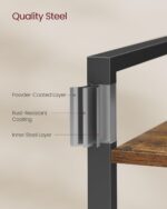 VASAGLE 5-Tier Bookshelf, Bookcase with Steel Frame, Book Shelf for Living Room, Home Office, Study, 11.8 x 31.5 x 60.2 Inches, Industrial Style, Rustic Brown and Ink Black ULLS081B01 - Image 7