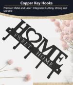 WIPHANY Key Holder Hooks Organizer Hanger Rack Wall Mounted with Screws and Anchors Home Sweet Home Wall Metal Decor for Entryway Front Door Kitchen Hallway Garage Mudroom Office 9.8inches/25cm - Image 5