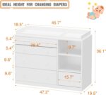 Timechee Changing Table Dresser, Baby Classic Nursery Dresser with 5 Drawers and 2 Shelves, Multi-Functional Baby Changing Table, Diaper Changing Station for Children's Room, White - Image 3