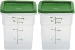 Cambro Food Storage Container with Lid (Microwave Safe and BPA-Free) - 2 Pack - Classic Series Square with Green Lid - 4 QT (Quart) - Commercial Grade for Food Prep (Translucent) - Image 2