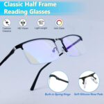 3 Pack Blue Light Blocking Reading Glasses for Men, Stylish Half Frame Metal Computer Readers, Lightweight Spring Hinge Eyeglasses Anti Eyestrain/Glare/UV (Mix Color, Black+Grey+Brown, 1.5) - Image 4