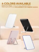 OMIRO Desk Makeup Mirror, 8 x 5 inches Table Mirror with Foldable Stand and Hanging Hole for Shaving and Travelling, White - Image 6