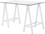 OSP Home Furnishings Middleton 47 Inch Desk with Clear Beveled Glass Top, White Base - Image 6