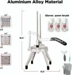 Upgrade Stainless Steel Vegetable Cutter: Ideal for potatoes, tomatoes, peppers, mushrooms.3 Replacement Blades (1/4", 3/8", 1/2") for various widths. Doubles cutting efficiency. - Image 6