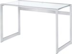 Coaster Home Furnishings – Hartford – Metal & Glass – 47-Inch Rectangular Glass Top Writing Desk with Contemporary Style and Plastic Glides – Home Office & Living Room – Chrome - 800746 - Image 6