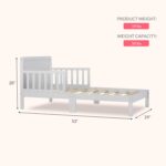 Dream On Me Brookside Wooden Toddler Bed in Pebble Grey, Greenguard Gold & JPMA Certified, Kids Bed with Safety Rails, Low-to-Floor Design, Non-Toxic Pinewood Finish - Image 4