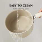 Redchef Ceramic Nonstick Saucepan with Lid, 1.5QT Small Cooking Pot, Non Toxic Sauce Pans for Kitchen, Cool Handle PFAS Free Compatible with All Cooktops, White - Image 4