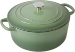 Enameled Cast Iron Dutch Oven Pot With Lid, 5.5 Quart, for Bread Baking, Cooking, Pistachio Green - Image 3
