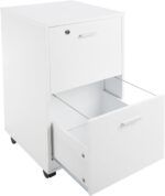 File Cabinet - 2-Drawer Cabinet with Lock and Deep Drawer Storage - Rolling Filing Cabinet for Under The Desk, Home, or Office by Lavish Home (White) - Image 8