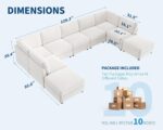 GarveeHome L-Shaped Modular Sectional Sofa, Oversized 9 Seat Couch with 2 Storage Ottoman, 2 Pillows, Modern Deep Seat Comfy Couch, Chenille Sleeper Sofa for Living Room, Beige - Image 3