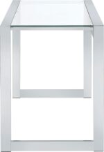 Coaster Home Furnishings – Hartford – Metal & Glass – 47-Inch Rectangular Glass Top Writing Desk with Contemporary Style and Plastic Glides – Home Office & Living Room – Chrome - 800746 - Image 7