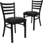 Flash Furniture Hercules Series Commercial Ladder Back Restaurant Chairs, Modern Lightweight Metal Dining Chairs with Padded Seats, Set of 2, Black - Image 2