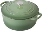 Enameled Cast Iron Dutch Oven Pot With Lid, 5.5 Quart, for Bread Baking, Cooking, Pistachio Green - Image 7
