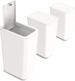 N. NETDOT 3 Pack 10L / 2.6 Gallon Small Trash Can with Lid, Bathroom Garbage Can with Pop-Up Lid, Waste Basket for Bathroom, Kitchen, Bedroom, Powder Room, Craft Room, Office, College (Off White) - Image 2