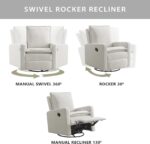 Oxford Baby Uptown Manual Upholstered Glider Recliner Rocking Chair 360° Swivel for Nursery and Living Room – Boucle White - Image 5