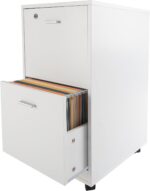 File Cabinet - 2-Drawer Cabinet with Lock and Deep Drawer Storage - Rolling Filing Cabinet for Under The Desk, Home, or Office by Lavish Home (White) - Image 5