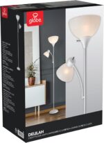 GLOBE Electric 67136 72" Torchiere Floor Lamp with Adjustable Reading Light, Matte White Finish, Frosted Shades, Rotary Switch on Socket, E26 Base - Image 9