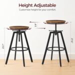 MAHANCRIS Bar Stools, Height Adjustable Swivel Bar Stool, Counter Height Bar Stool, Set of 2 Industrial Bar Stools, Vintage Round Bar Chairs with Sturdy Metal Frame, Rustic Brown BAHR0701 - Image 4