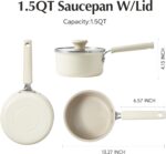 Redchef Ceramic Nonstick Saucepan with Lid, 1.5QT Small Cooking Pot, Non Toxic Sauce Pans for Kitchen, Cool Handle PFAS Free Compatible with All Cooktops, White - Image 8