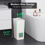 N. NETDOT 3 Pack 10L / 2.6 Gallon Small Trash Can with Lid, Bathroom Garbage Can with Pop-Up Lid, Waste Basket for Bathroom, Kitchen, Bedroom, Powder Room, Craft Room, Office, College (Off White) - Image 3