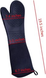 DoMii Extra Long Silicone Oven Mitts Heavy Duty Commercial Grade Oven Mitts Heat Resistant BBQ Gloves with Quilted Cotton Lining 2 Pack - Image 3