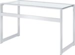 Coaster Home Furnishings – Hartford – Metal & Glass – 47-Inch Rectangular Glass Top Writing Desk with Contemporary Style and Plastic Glides – Home Office & Living Room – Chrome - 800746 - Image 10