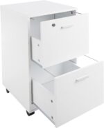 File Cabinet - 2-Drawer Cabinet with Lock and Deep Drawer Storage - Rolling Filing Cabinet for Under The Desk, Home, or Office by Lavish Home (White) - Image 9