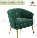 Andeworld Velvet Accent Chair, Upholstered Modern Single Sofa Side Chair,Comfy Barrel Club Living Room Armchair with Golden Metal Legs for Bedroom Living Reading Room Office, Green - Image 3