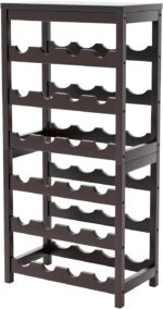 WRONWA 24 Botttle Wine Rack Freestanding Floor, 6 Tier Wine Rack Shelf with Table Top, Bamboo Wine Rack, Wine Storage Shelves Kitchen Bar Dining Room Living Room - Dark Brown - Image 2