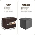 Storage Ottoman Foot Rest Stool, Foldable Leather Footstool Storage Bench with Thicker Foam Padded Seat. Foot Rest Under Desk for Living Room Bedroom 350 lbs, 17x13x13 in, Brown - Image 4