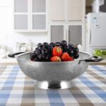 Tiawudi 18/8 Stainless Steel Colander, Easy Grip Micro-Perforated 5-Quart Colander, Strainer with Riveted and Heat Resistant Handles, BPA Free. Great for Pasta, Noodles, Vegetables and Fruits - Image 8