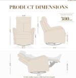 Swivel Rocking Recliner Glider Chair, Leather Reclining Rocker Chair with Footrest for Living Room, Nursery, Office, Bedroom, Ergonomic High Backrest, Wide Seat Cushion and Metal Base-Beige - Image 4