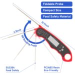 Lonicera Meat Thermometer Digital for Cooking Food. Waterproof & Instant Read for Kitchen Baking, BBQ. with Foldable Probe, Backlight & Calibration (Red) - Image 7