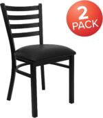 Flash Furniture Hercules Series Commercial Ladder Back Restaurant Chairs, Modern Lightweight Metal Dining Chairs with Padded Seats, Set of 2, Black - Image 5