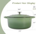 Enameled Cast Iron Dutch Oven Pot With Lid, 5.5 Quart, for Bread Baking, Cooking, Pistachio Green - Image 4