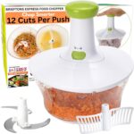 Brieftons Express Manual Food Chopper: 6.8-Cup, Hand Chopper Vegetable Cutter to Chop Veggies, Fruits, Herbs, Garlic Onion Chopper for Salsa, Salad, Pesto, Hummus, Guacamole, Coleslaw, Indian Cooking - Image 2