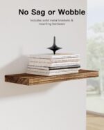 AMADA HOMEFURNISHING Floating Shelves, Paulownia Wood Wall Shelves for Bathroom/Living Room/Bedroom/Kitchen/Home Office, Natural Wood Floating Shelf for Home Storage & Organization, Set of 4, AMFS40BN - Image 8