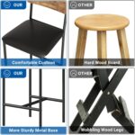 GarveeHome Bar Stools Set of 4, Upholstered Counter Height Bar Stools with Backrest and Footrest, Kitchen Barstools for Island, Counter Bar, Easy Assembly, Rustic Brown - Image 6