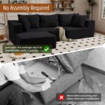 Vamcheer Modular Sectional Sofa with Chaise, Modern L Shaped Cloud Couch with Deep Seat, Sectional Couches for Living Room, Bedroom, Office, No Assembly Required, Black - Image 7