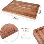 Large Acacia Wood Cutting Boards for Kitchen, 24 x 18 Inch Extra Large Wooden Cutting Board with Juice Groove, Reversible Butcher Block Cutting Board for Meat and Veggies - Image 3